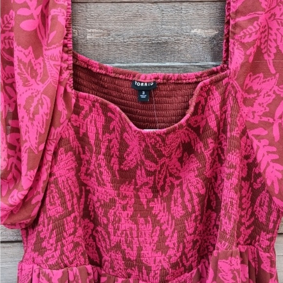 Torrid Tea Length Smocked Bodice A-Line Dress Size 3X NWT - Picture 3 of 6